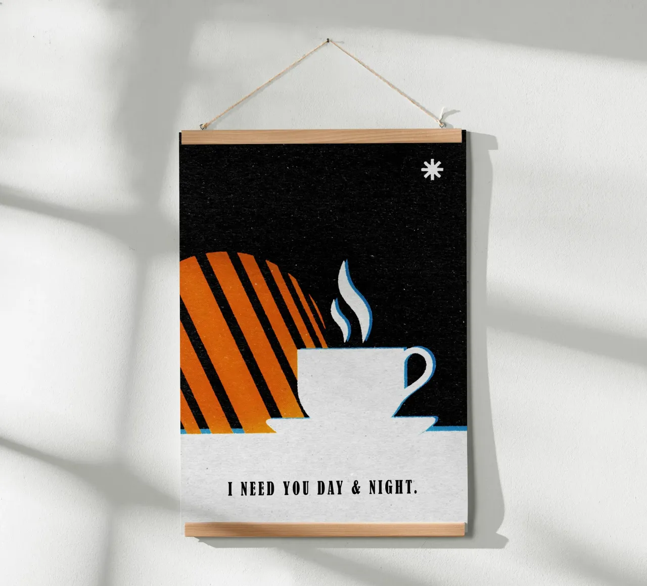 I Need You Day And Night poster con telaio in legno da lazydaypaper