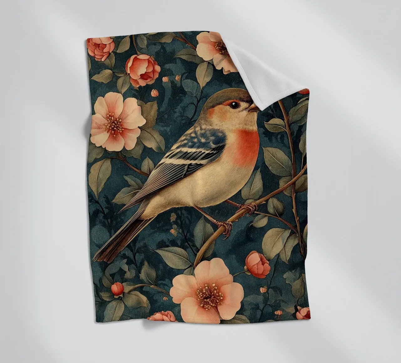 William Morris "Battito d'ali in una danza di foglie". coperta in pile da Botanical Art Studio