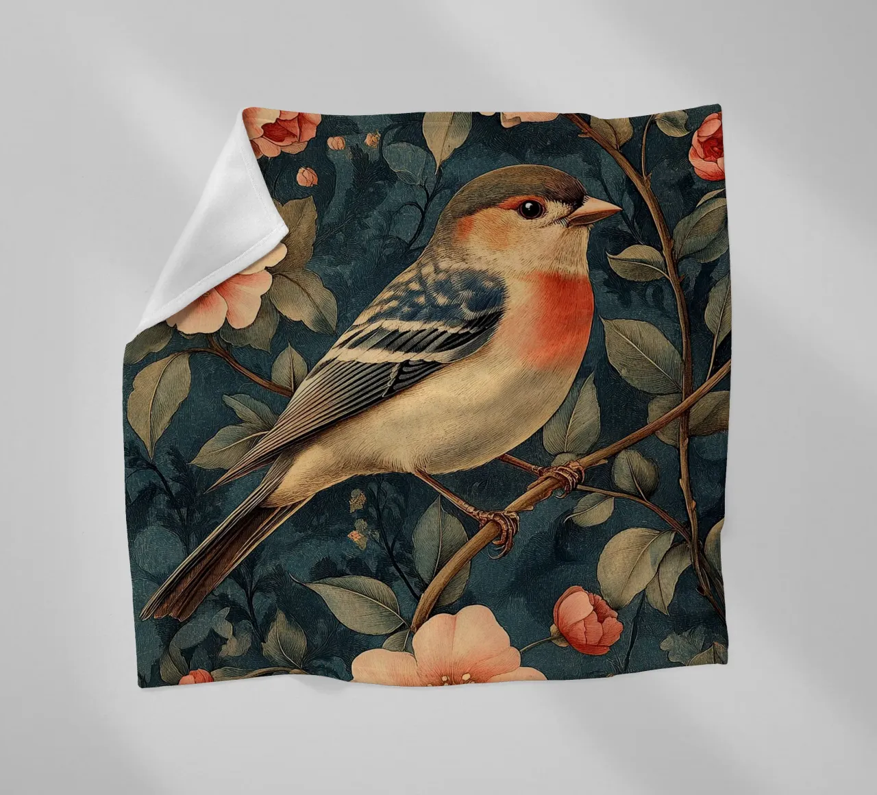 William Morris "Battito d'ali in una danza di foglie". coperta in pile da Botanical Art Studio