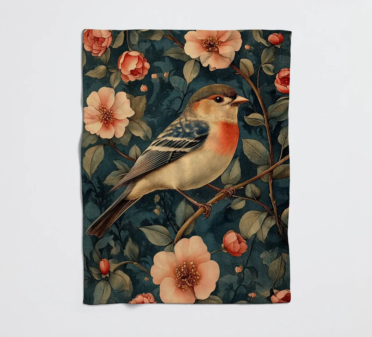William Morris "Battito d'ali in una danza di foglie". coperta in pile da Botanical Art Studio