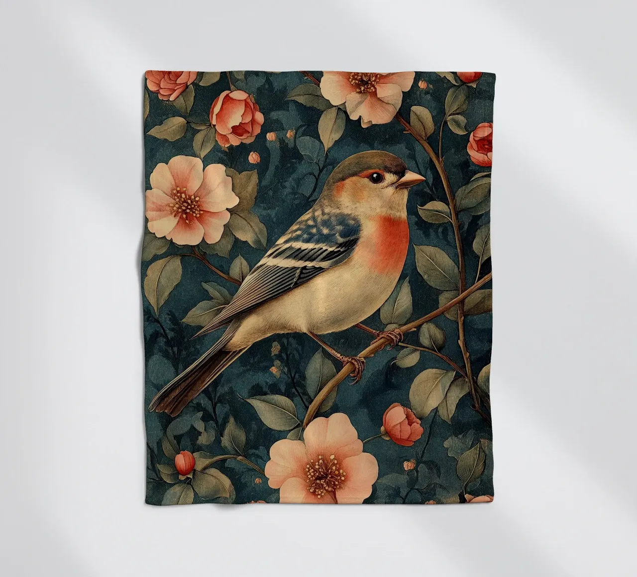 William Morris "Battito d'ali in una danza di foglie". coperta in pile da Botanical Art Studio