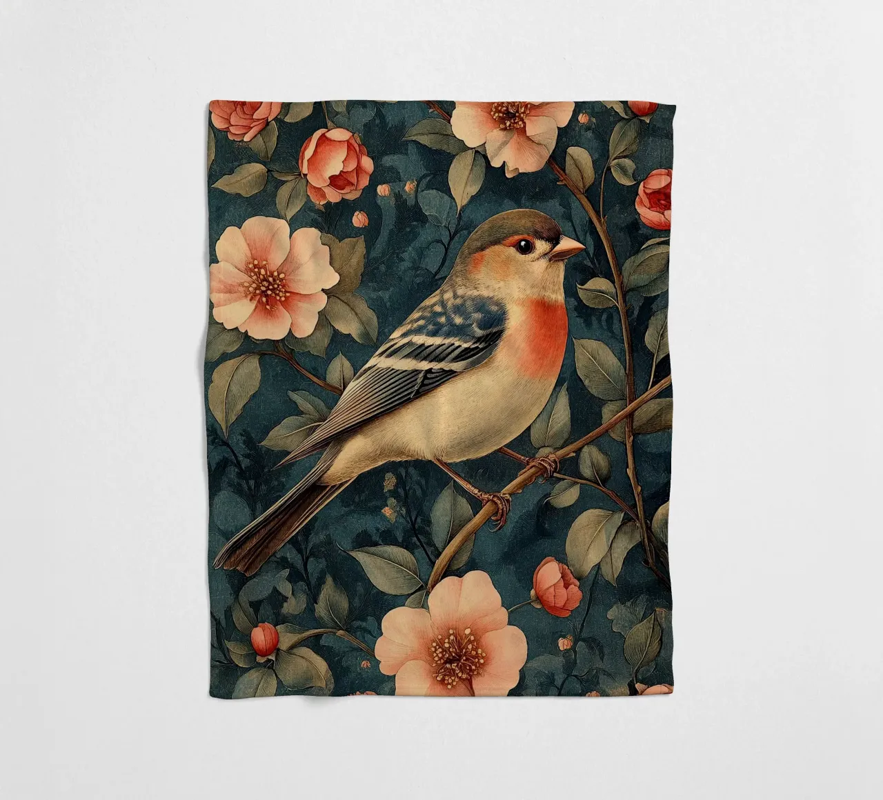 William Morris "Battito d'ali in una danza di foglie". coperta in pile da Botanical Art Studio