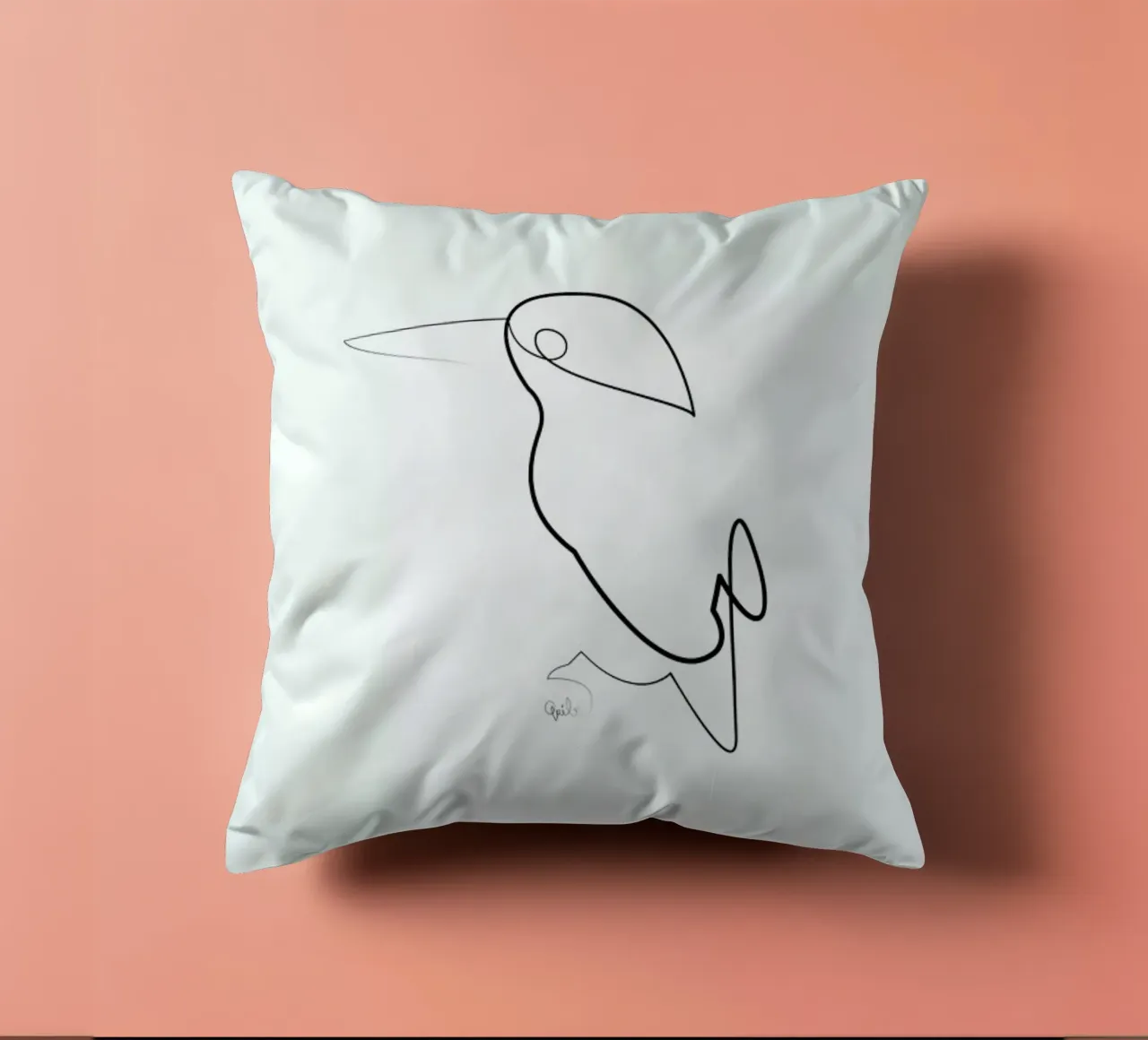 One Line Night Bird decorative cushion by Quibe