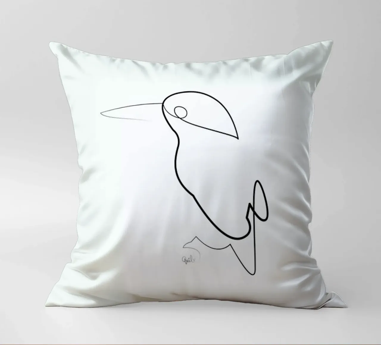 One Line Night Bird decorative cushion by Quibe