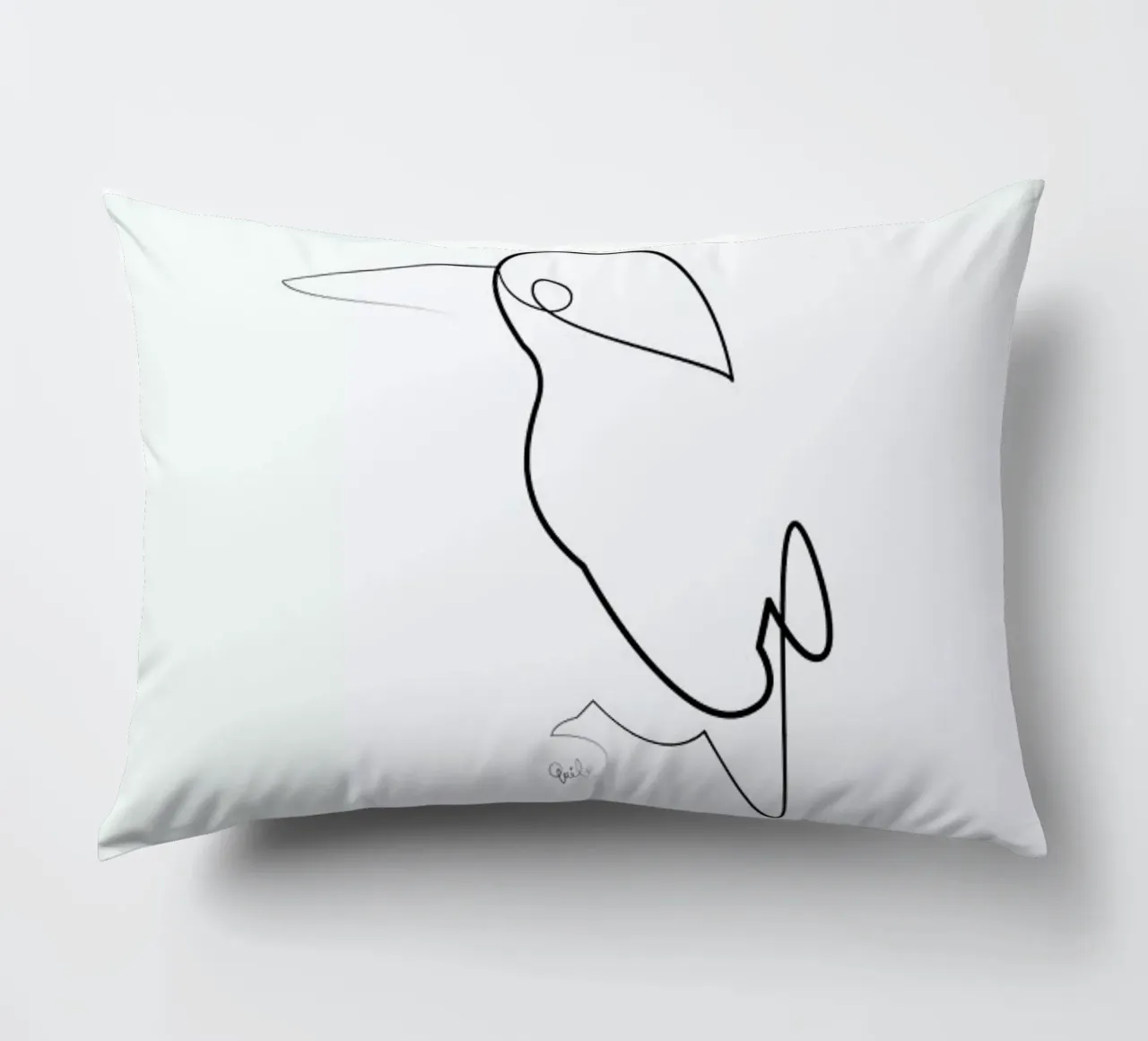 One Line Night Bird decorative cushion by Quibe