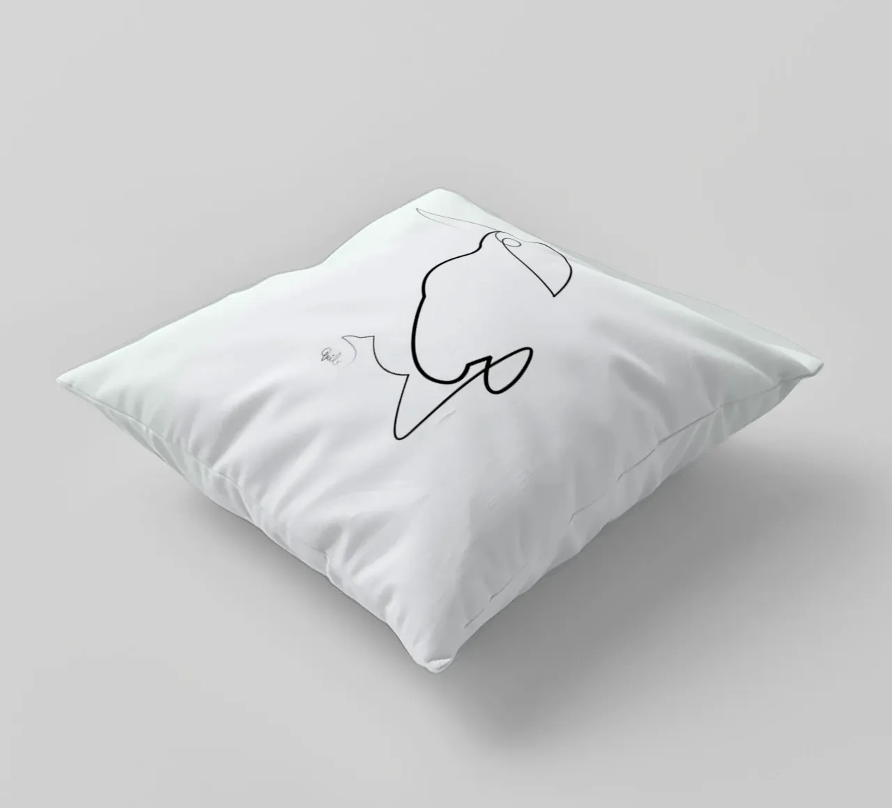 One Line Night Bird decorative cushion by Quibe