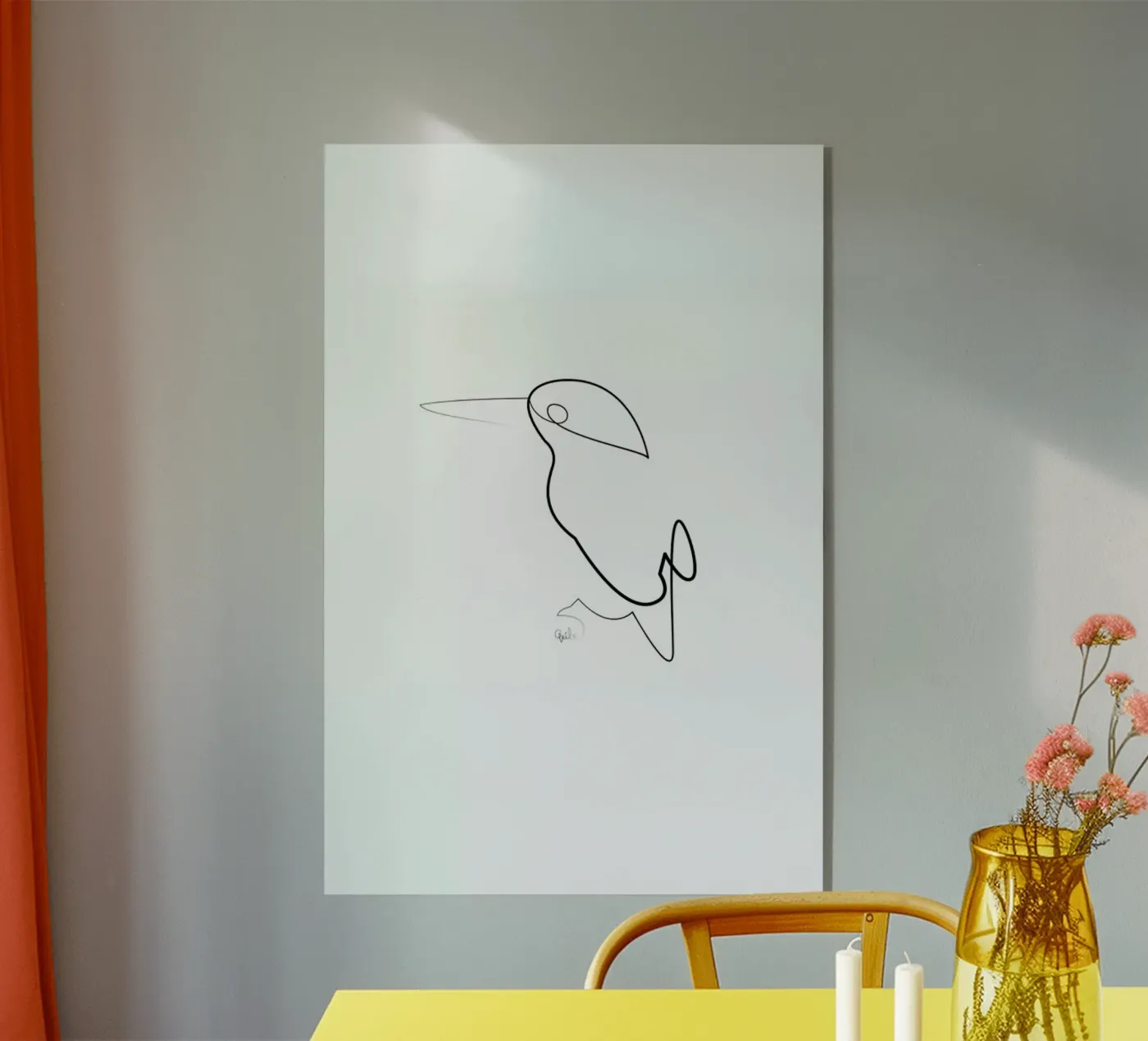 One Line Night Bird plexiglass da Quibe