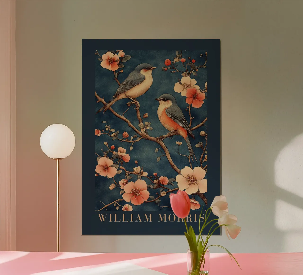 William Morris "Ali selvagge, foglie morbide". poster con telaio in legno da Botanical Art Studio