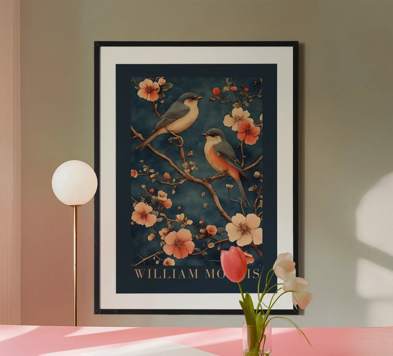 William Morris "Ali selvagge, foglie morbide". poster con telaio in legno da Botanical Art Studio
