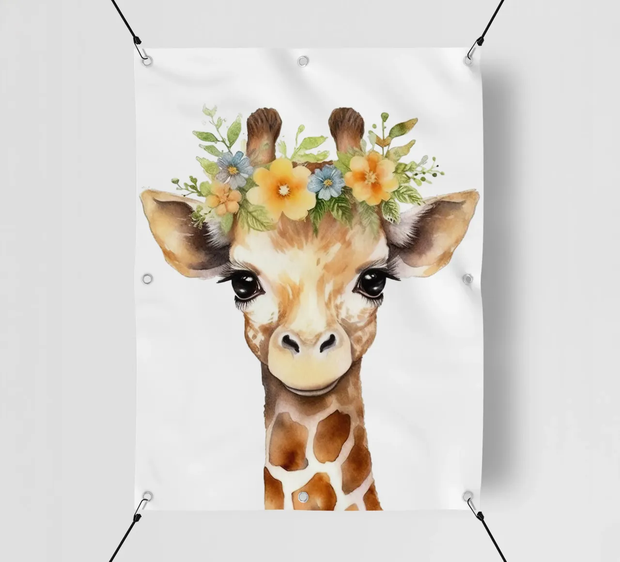 Stampa acquerello Giraffa, illustrazione per vivaio Corona di fiori telo in pvc da Little Lila