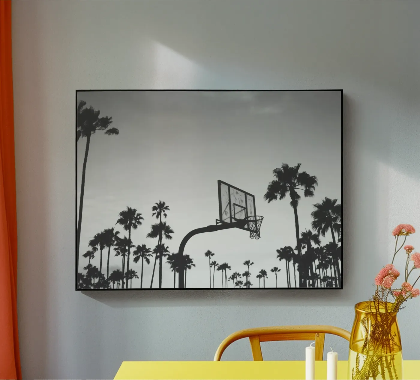 Palms and Hoops acryl van Dagmar Pels