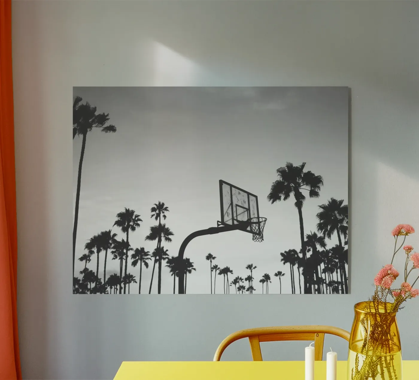 Palms and Hoops acryl van Dagmar Pels