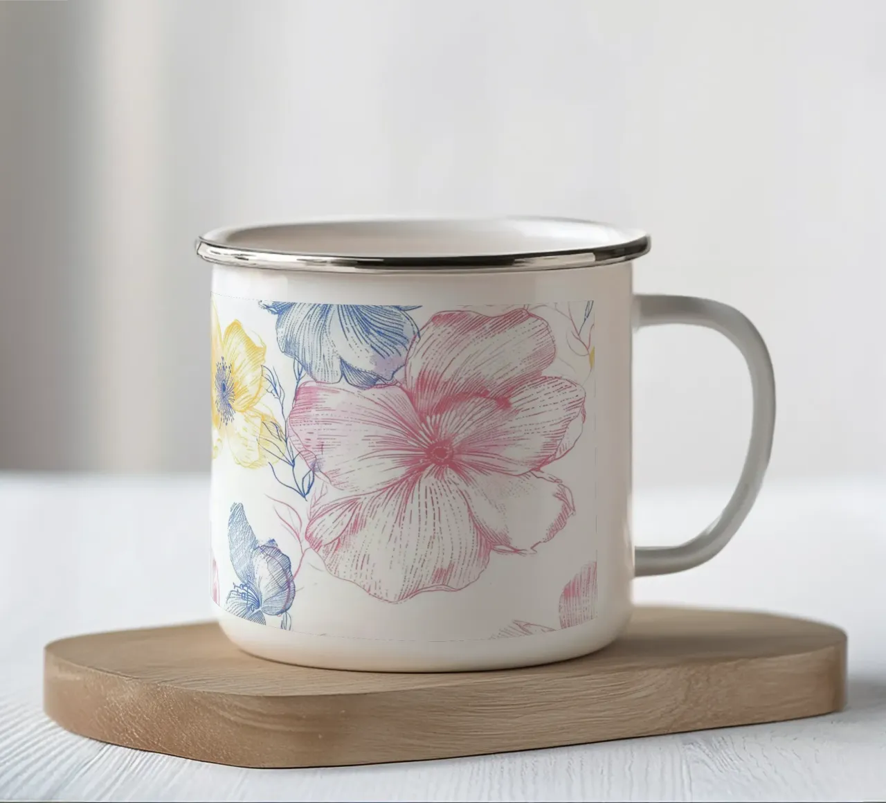 Linee di fiori pastello tazza in smalto da Cat Grafic Design