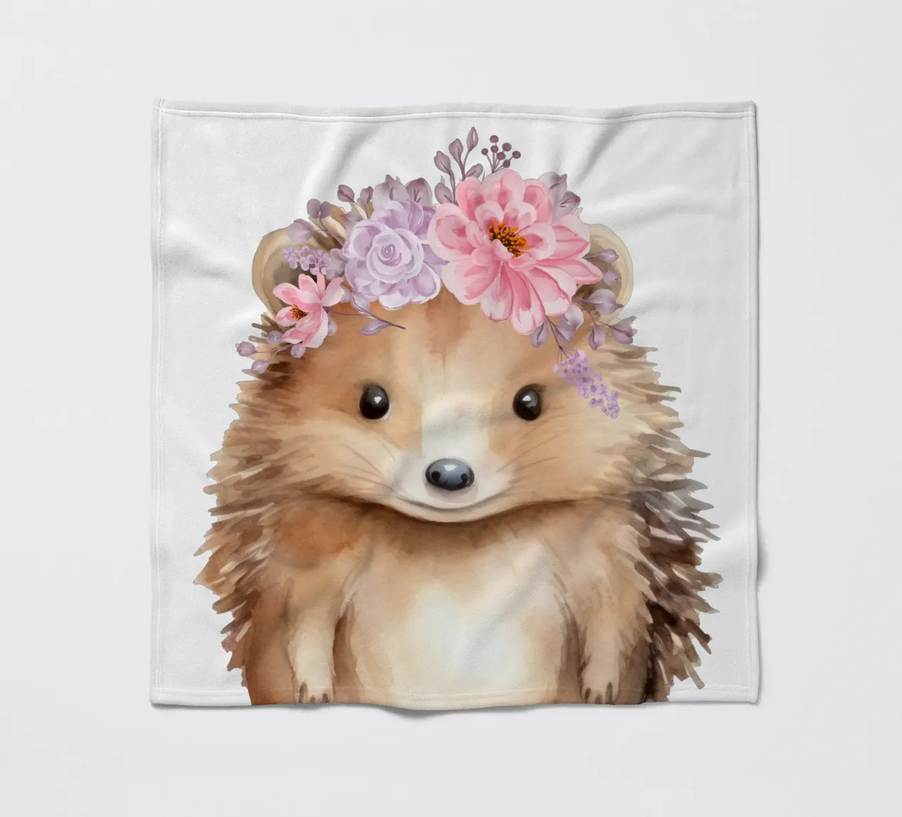 Igel mit Blütenkrone Fleecedecke von Little Lila