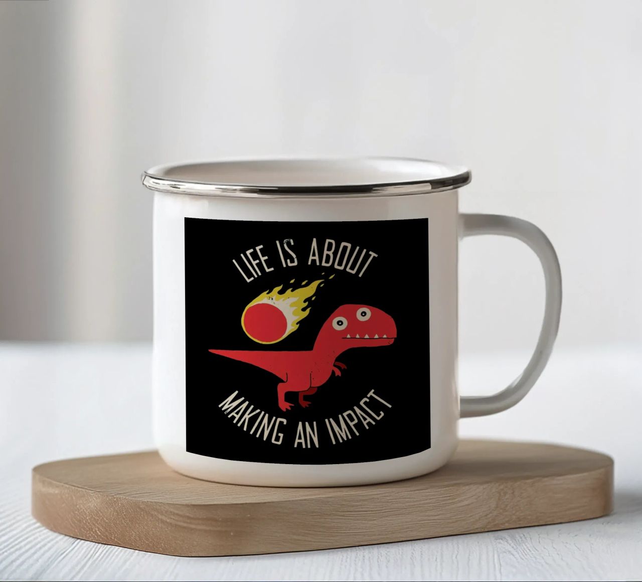 Making an Impact Emaille Tasse von DinoMike