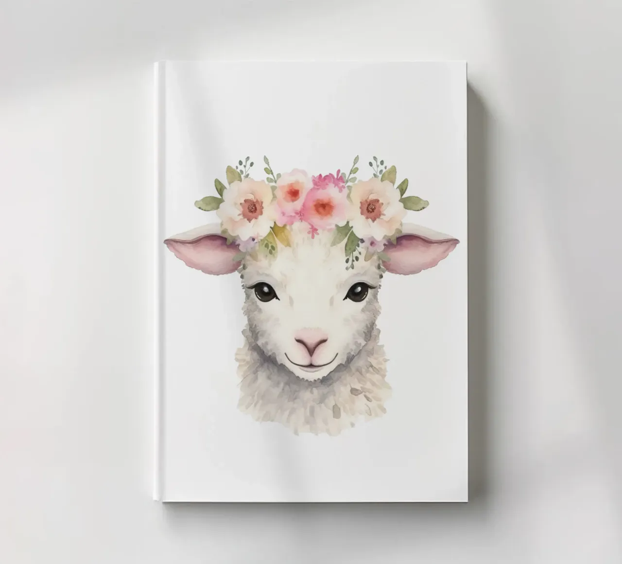 Impression d'un animal mignon avec une couronne de fleurs, illustration d'un agneau carnet de notes de Little Lila