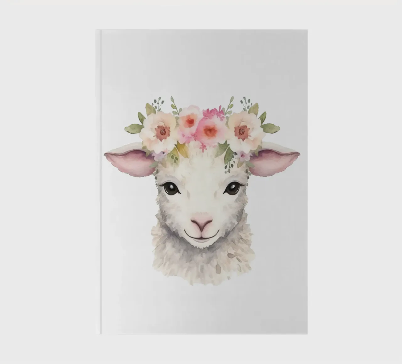 Impression d'un animal mignon avec une couronne de fleurs, illustration d'un agneau carnet de notes de Little Lila