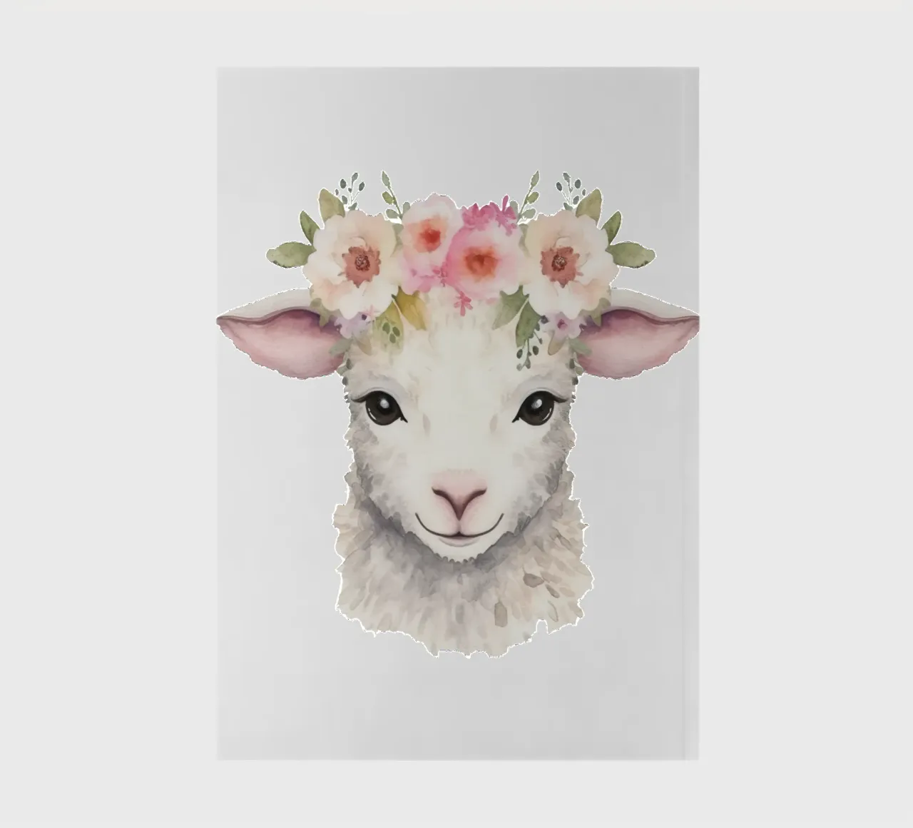 Impression d'un animal mignon avec une couronne de fleurs, illustration d'un agneau carnet de notes de Little Lila