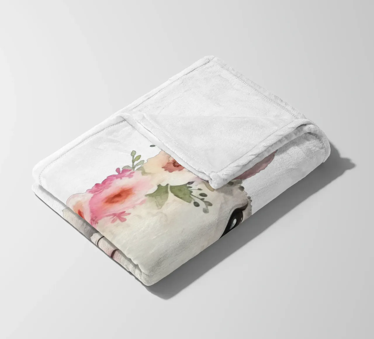 Impression d'un animal mignon avec une couronne de fleurs, illustration d'un agneau plaid polaire de Little Lila