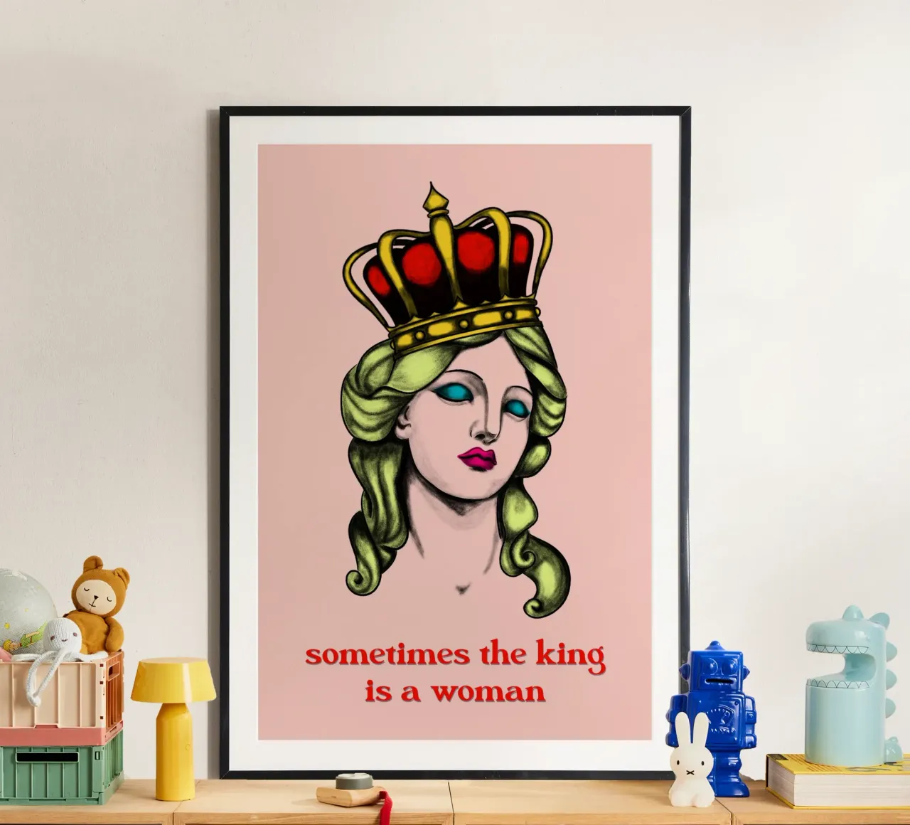 WOMAN KING poster with wooden frame by LAUSEMIA DESIGN STUDIO