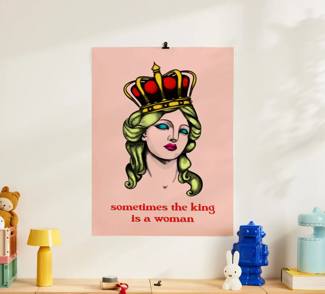 WOMAN KING poster with wooden frame by LAUSEMIA DESIGN STUDIO
