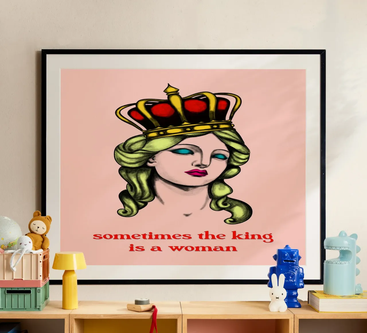 WOMAN KING poster with wooden frame by LAUSEMIA DESIGN STUDIO