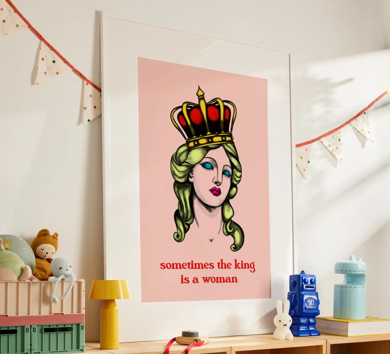 WOMAN KING poster with wooden frame by LAUSEMIA DESIGN STUDIO