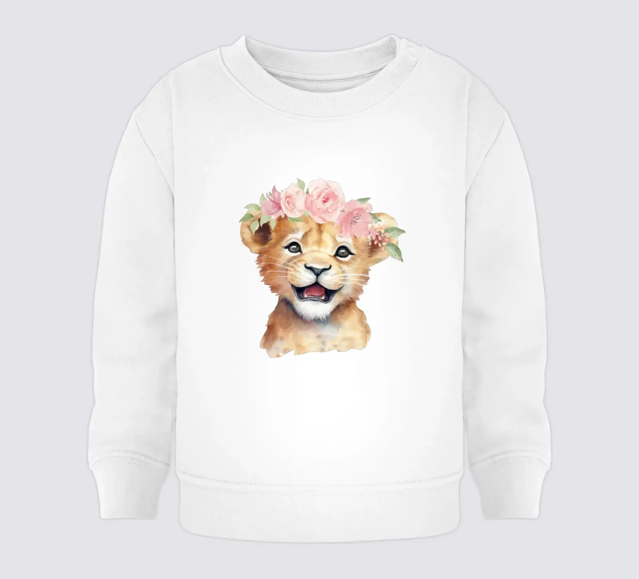 Stampa di un cucciolo di leone con corona di fiori Adorabile stampa per l'asilo nido felpa neonato da Little Lila