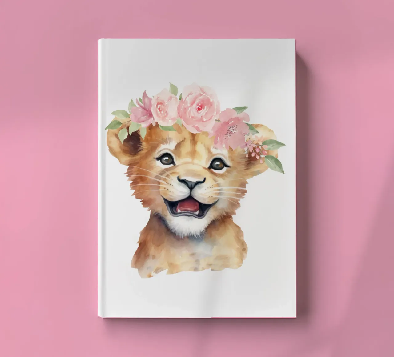 Cute Lion Cub Print with Flower Crown Adorable Nursery Print notebook by Little Lila