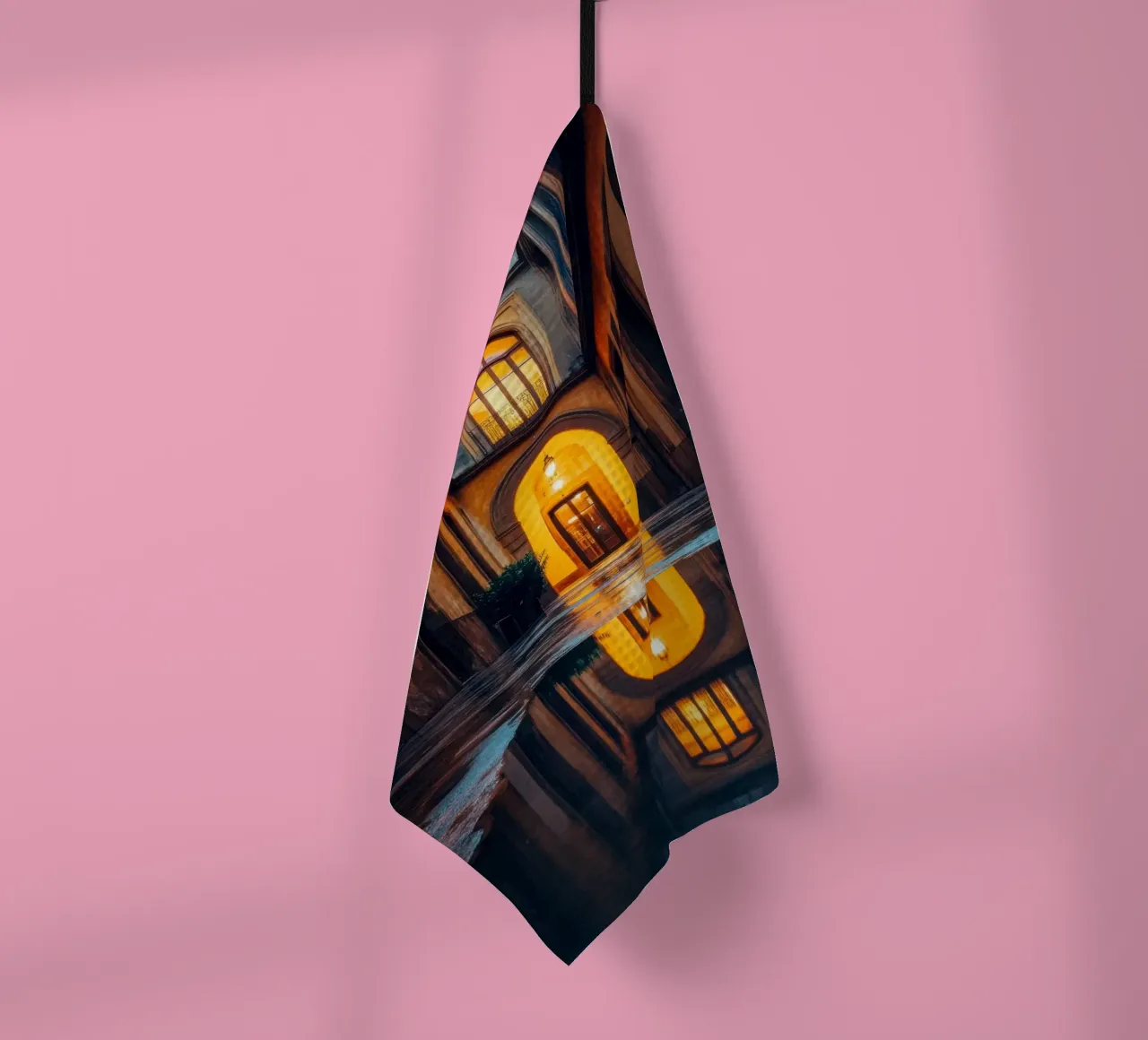 Intimes Glühen in den Gassen Barcelonas Geschirrtuch von By Night