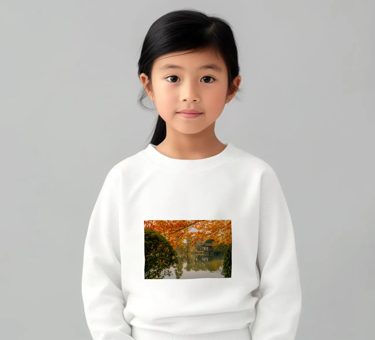 Japanese Autumn Pond in Kanazawa kids sweatshirt by Marcel Bisig