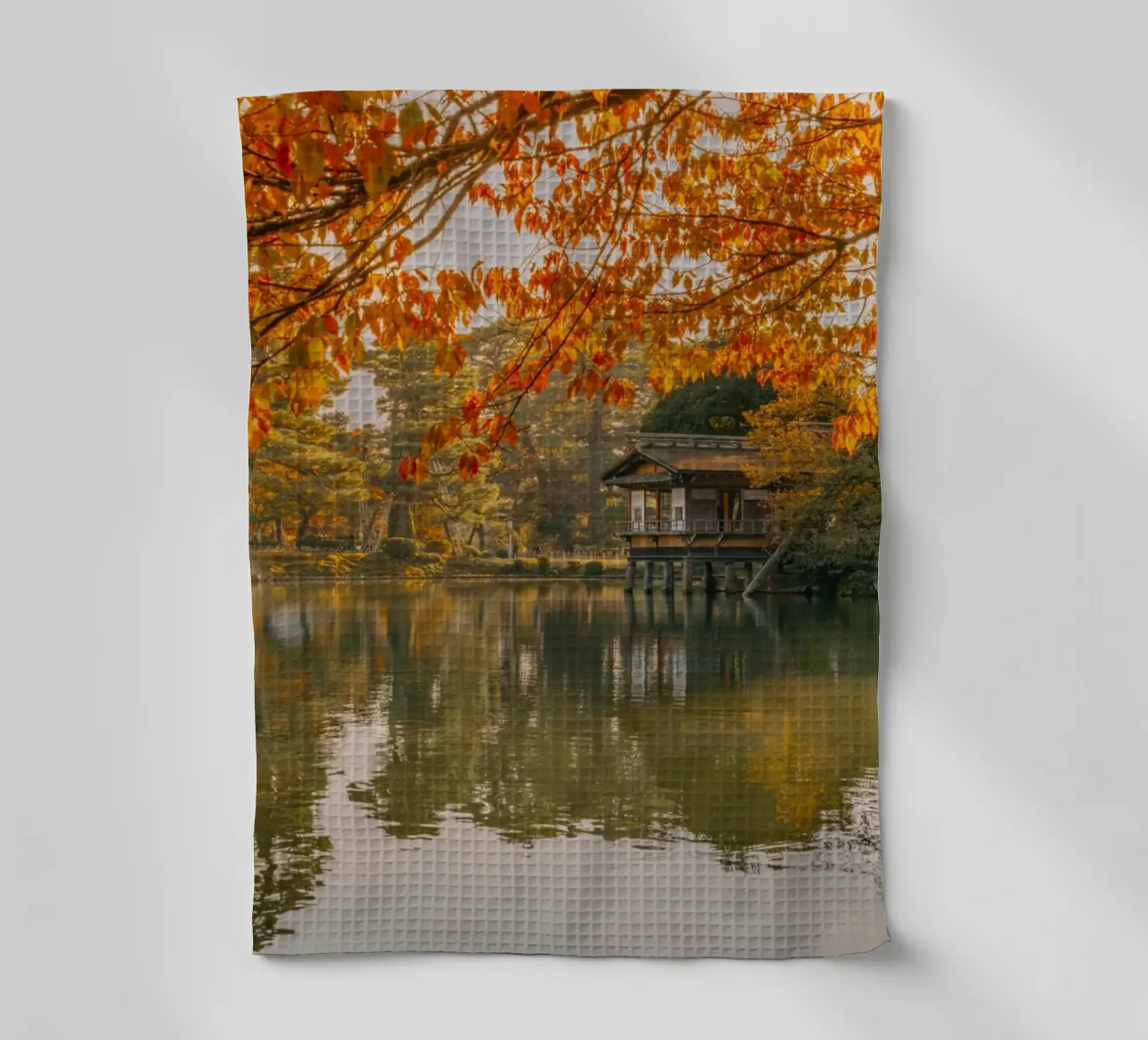 Japanese Autumn Pond in Kanazawa tea towel by Marcel Bisig