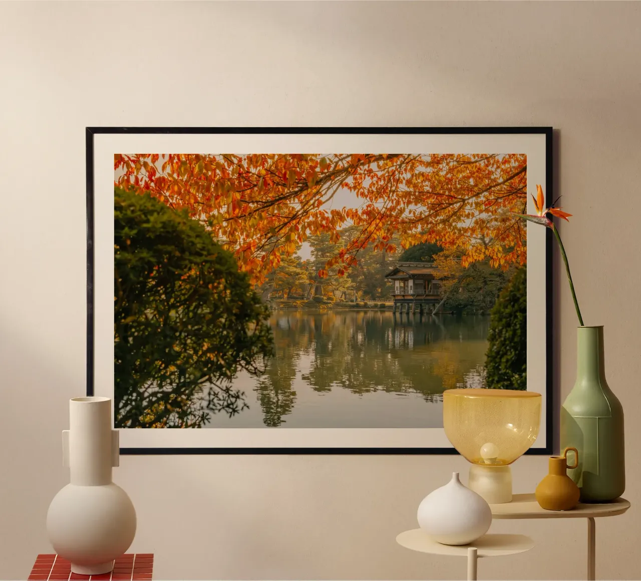 Laghetto giapponese d'autunno a Kanazawa carta hahnemühle da Marcel Bisig