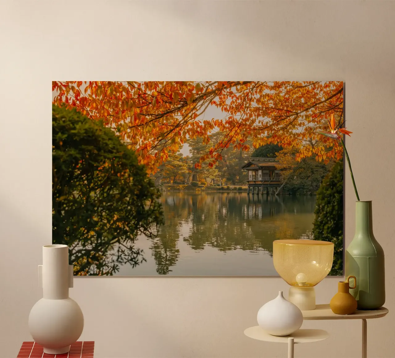 Laghetto giapponese d'autunno a Kanazawa carta hahnemühle da Marcel Bisig