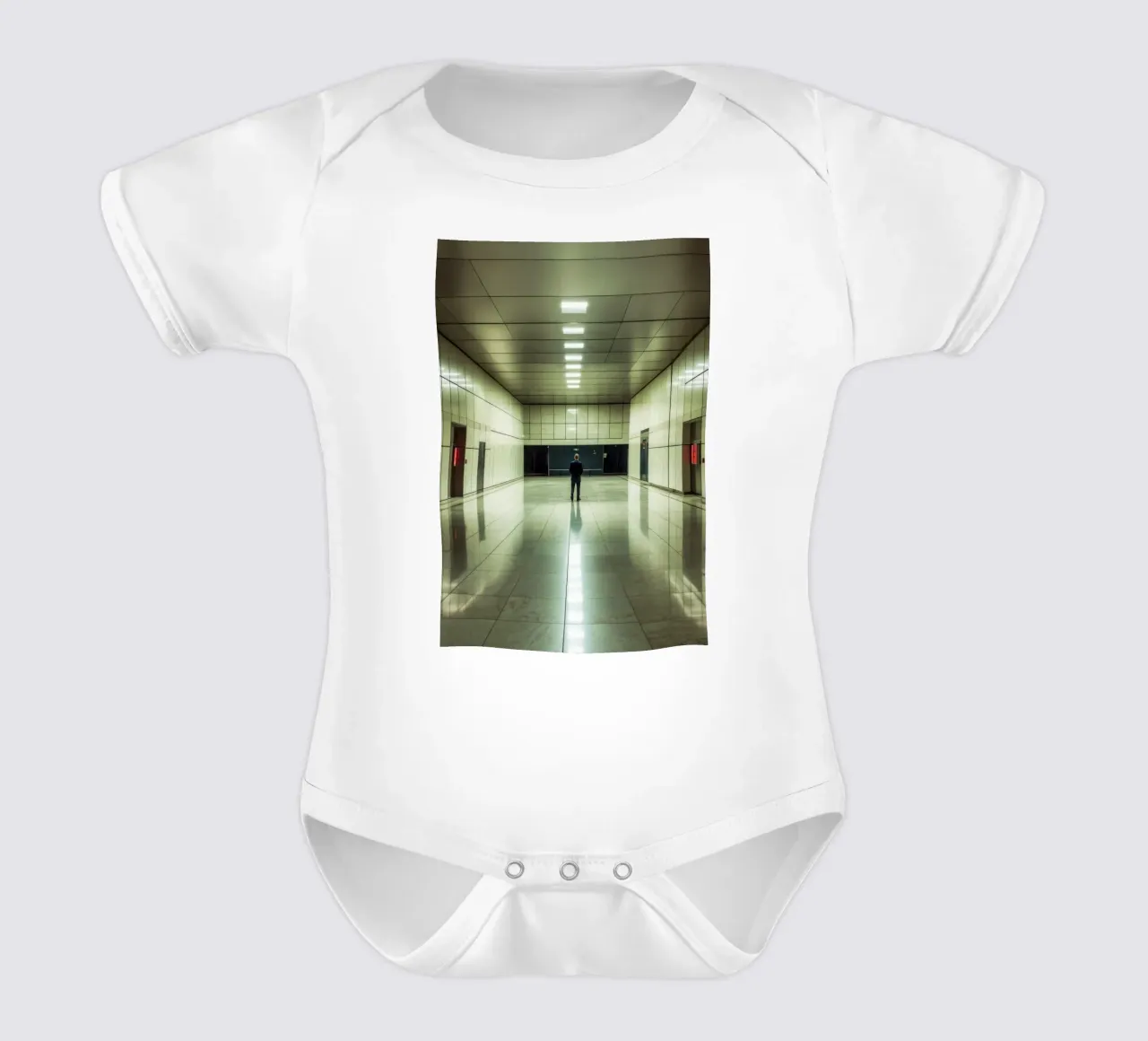The elegance of solitude in architecture short-sleeve baby romper by By Night