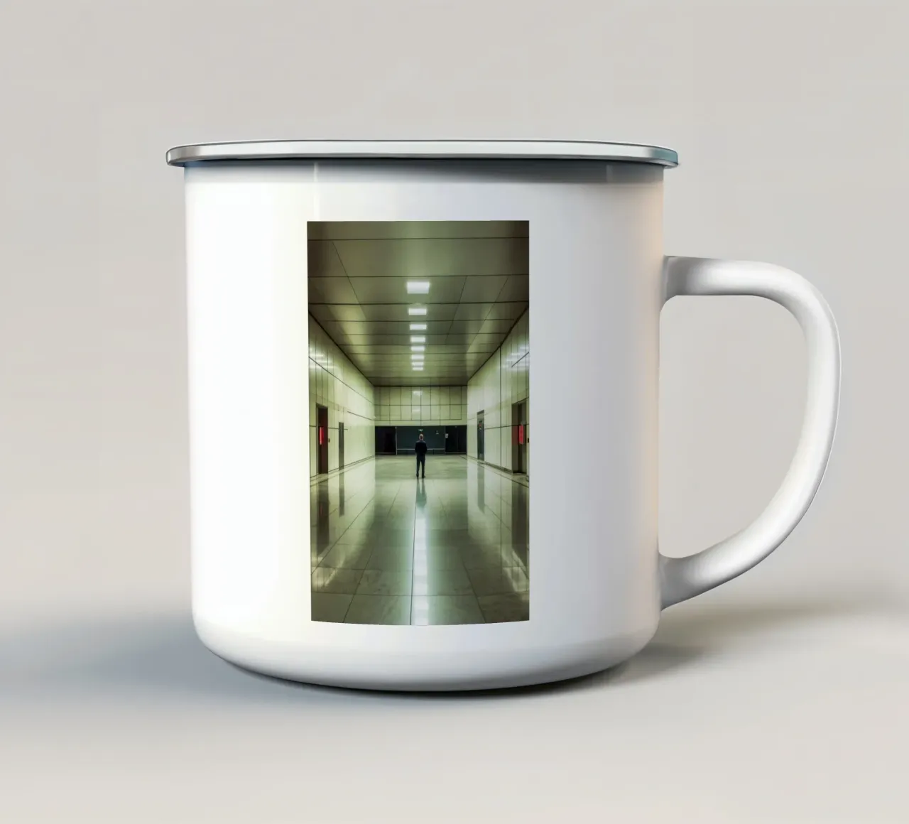 The elegance of solitude in architecture enamel mug by By Night
