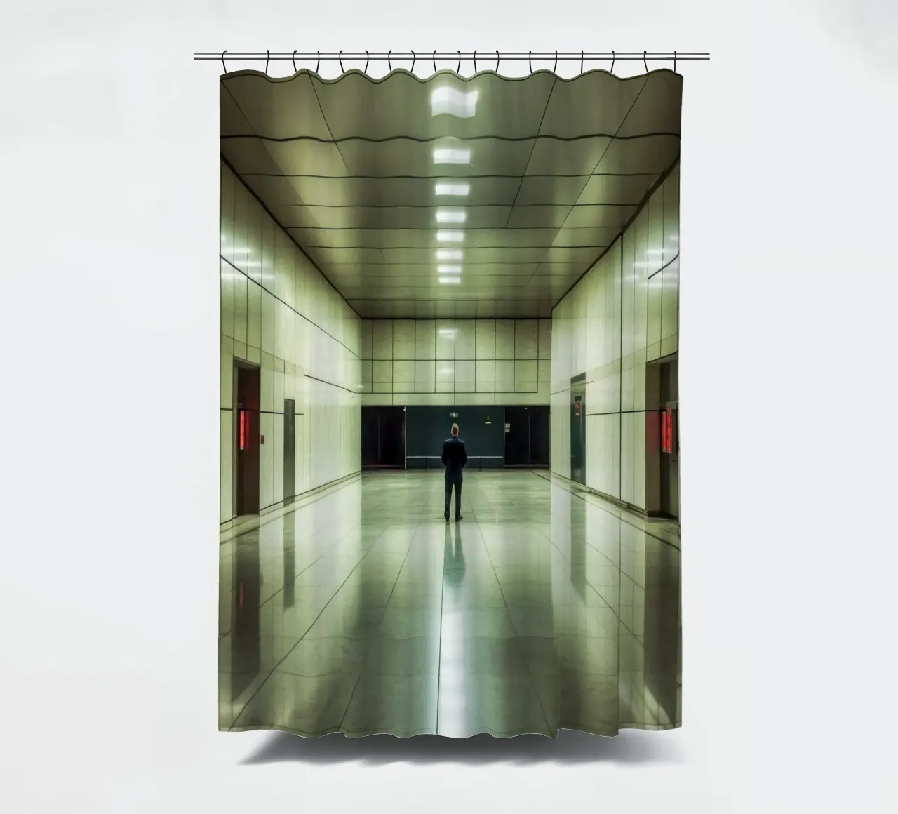 The elegance of solitude in architecture shower curtain by By Night