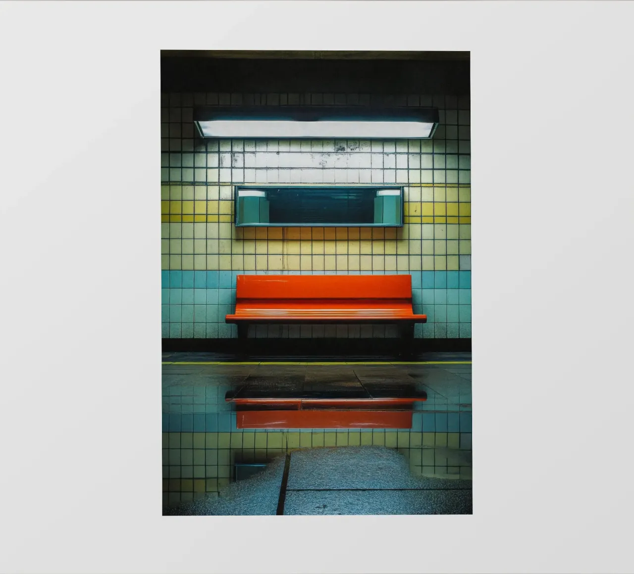 The simplicity of a red bench - London photo wallpaper by By Night