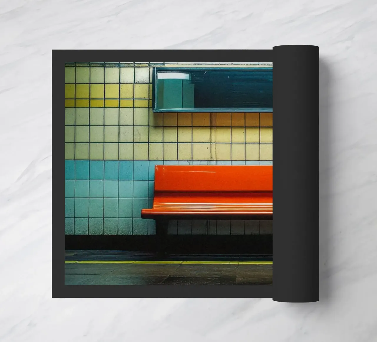 The simplicity of a red bench - London doormat by By Night