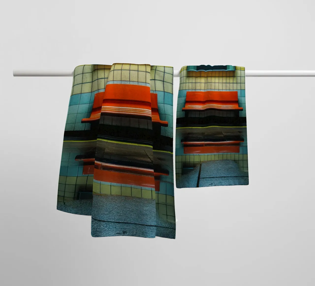 The simplicity of a red bench - London towel by By Night