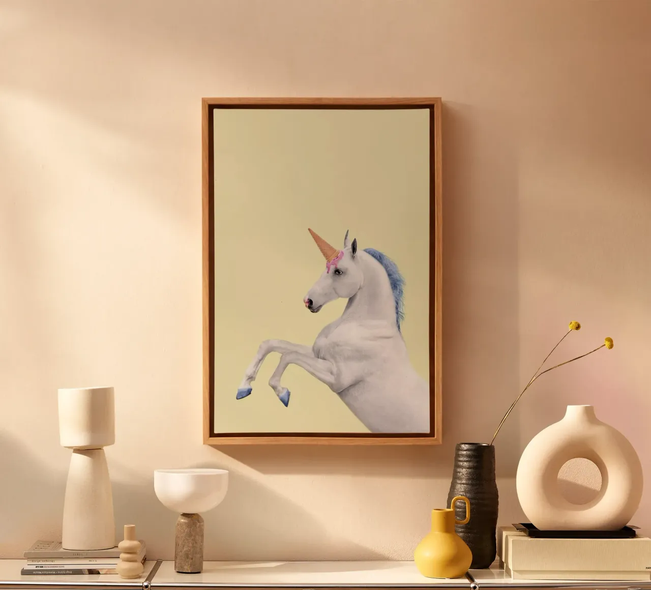 Ice Cream Unicorn canvas met Baklijst van Paul Fuentes Design