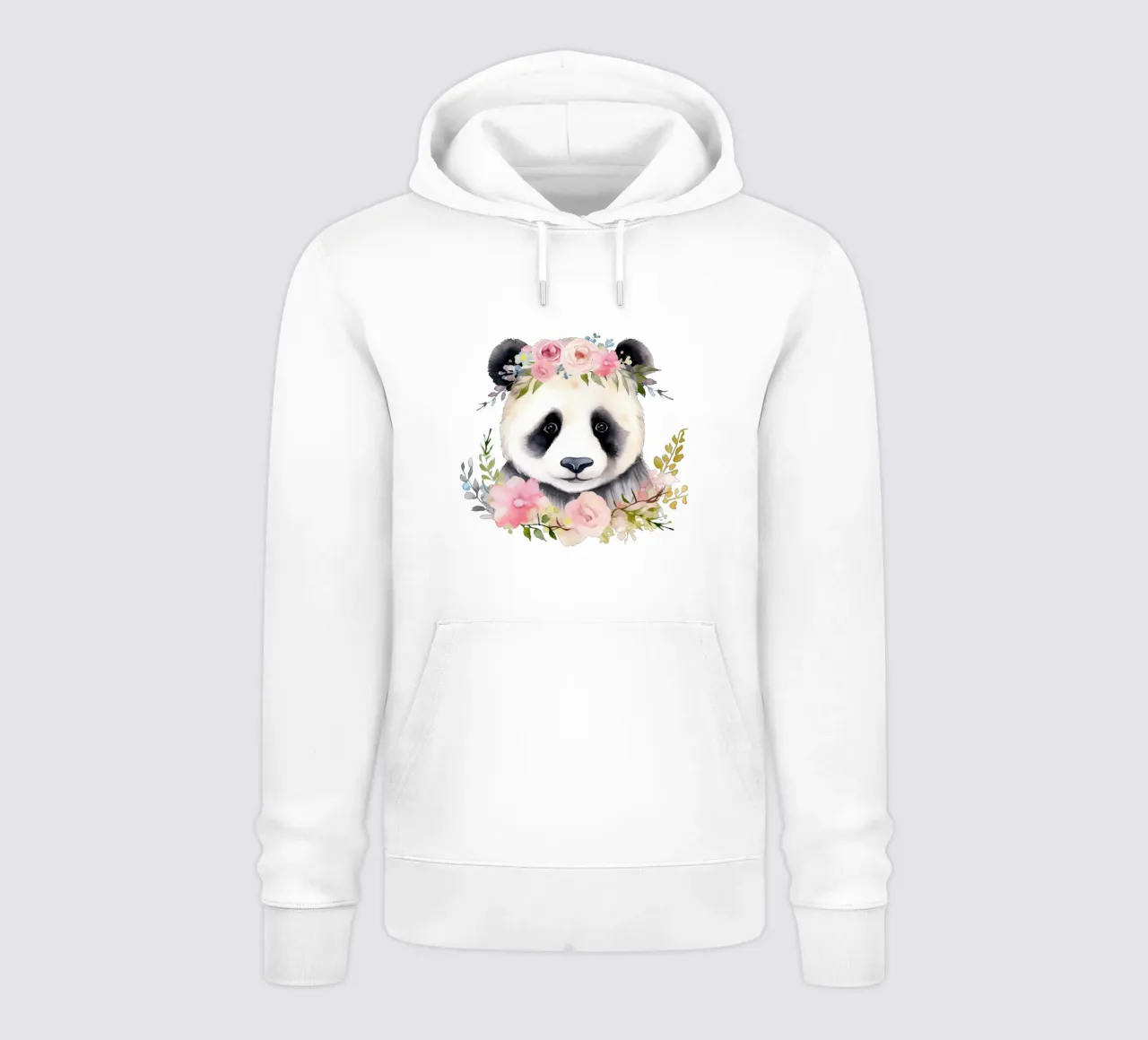 Orso panda con fiori, illustrazione carina per la stanza dei bambini felpa con cappuccio da Little Lila