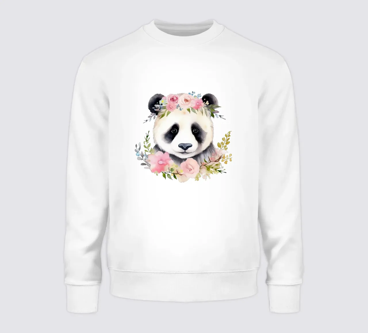 Orso panda con fiori, illustrazione carina per la stanza dei bambini felpa da Little Lila