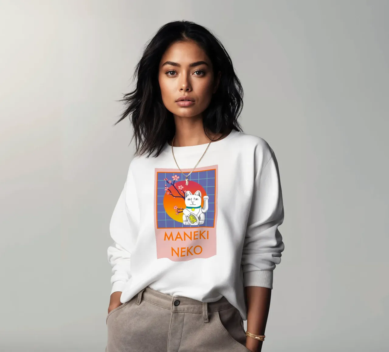 MANEKI NEKO sweatshirt van LAUSEMIA DESIGN STUDIO