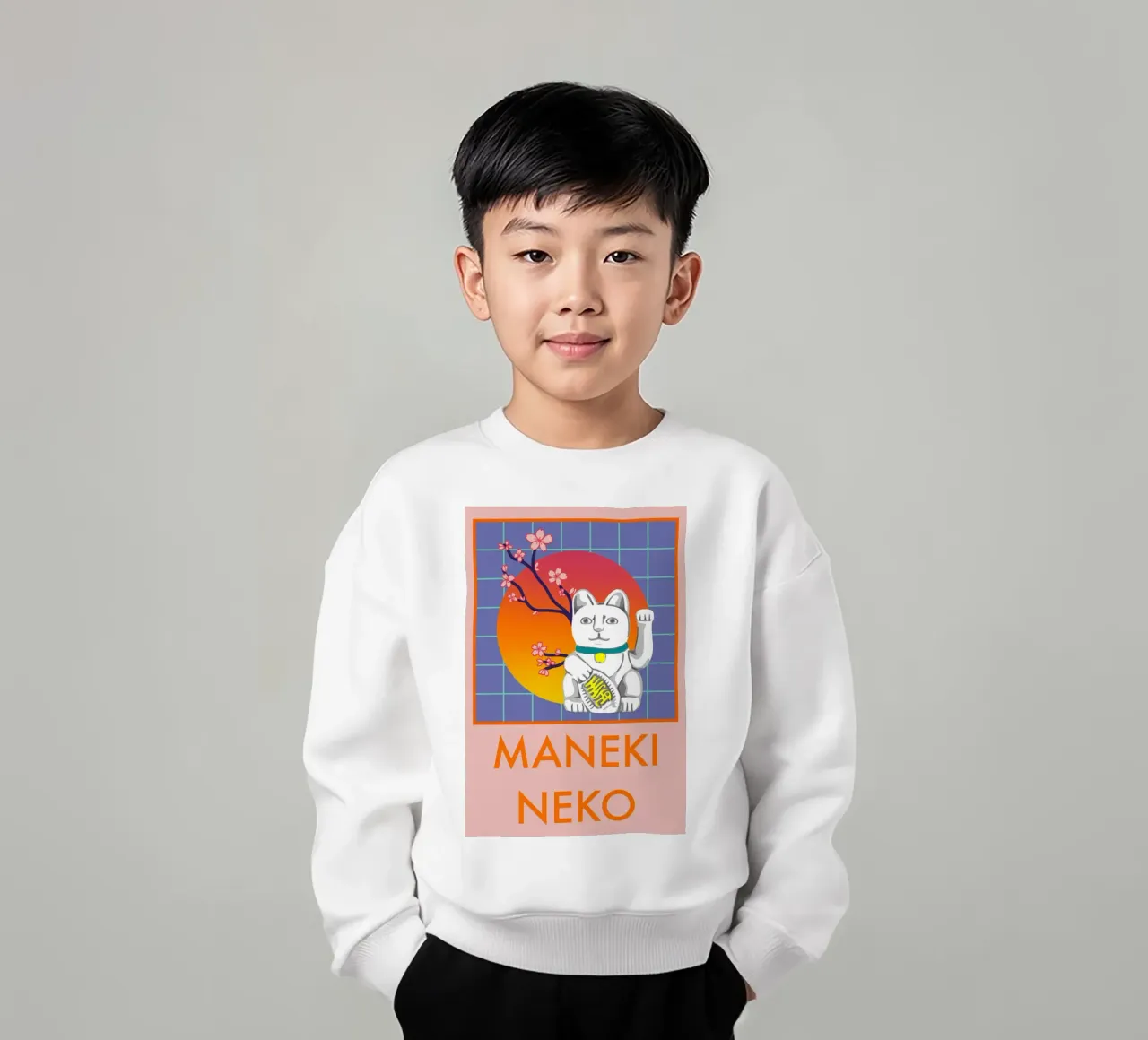 MANEKI NEKO felpa bambino da LAUSEMIA DESIGN STUDIO