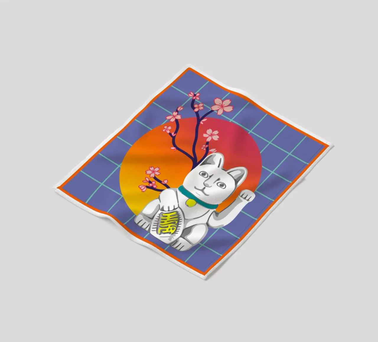 MANEKI NEKO fleece blanket by LAUSEMIA DESIGN STUDIO