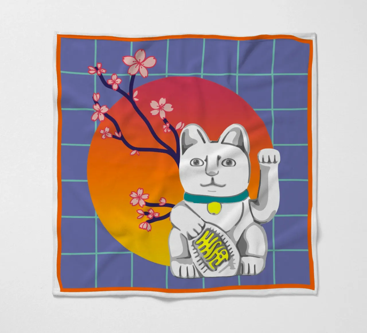 MANEKI NEKO fleece blanket by LAUSEMIA DESIGN STUDIO