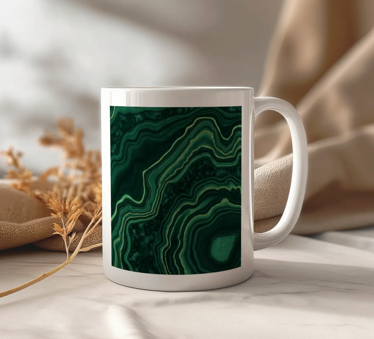 Malachit Textur 05 Keramik Tasse von Gemstone Textures