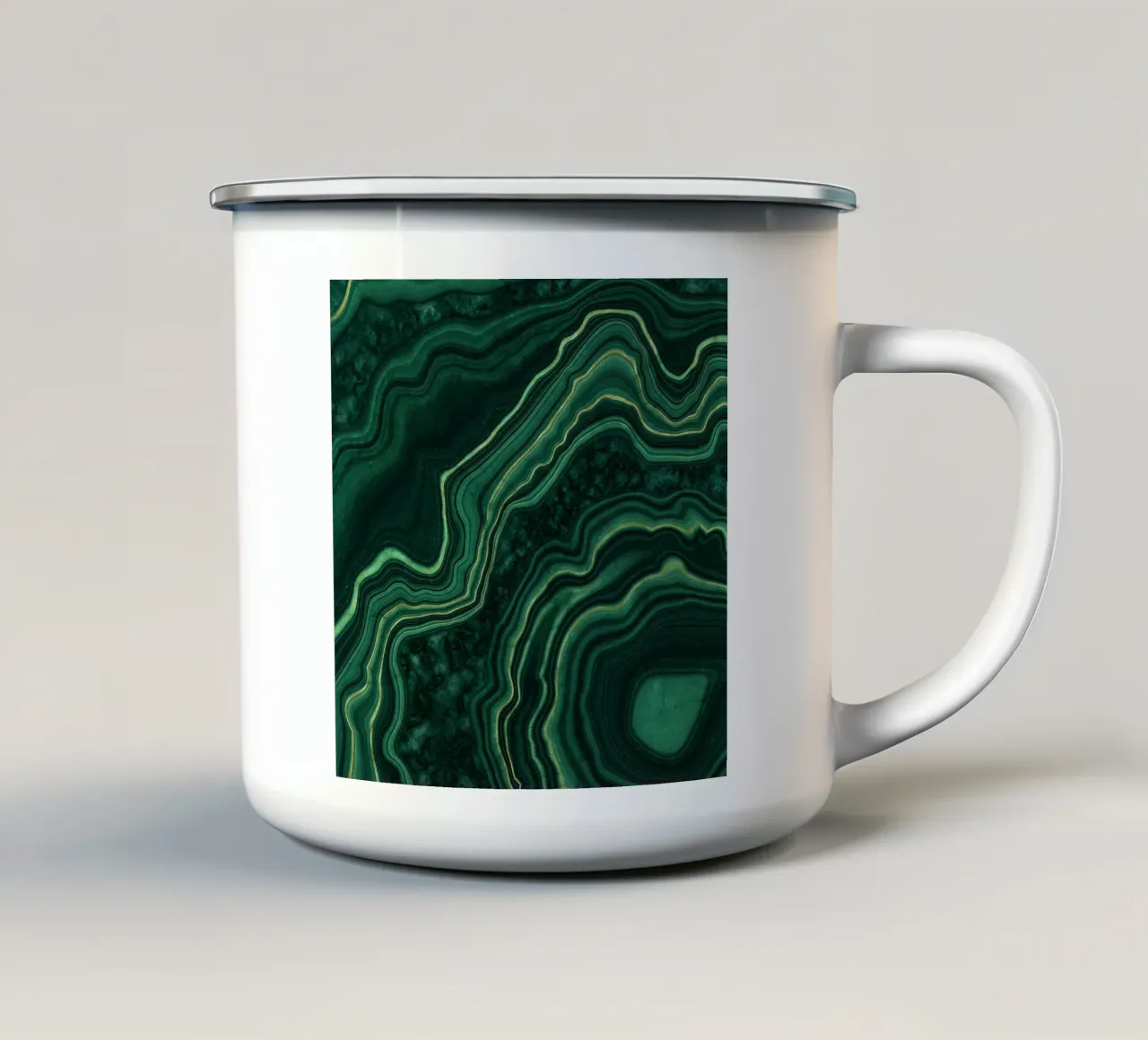 Malachit Textur 05 Emaille Tasse von Gemstone Textures
