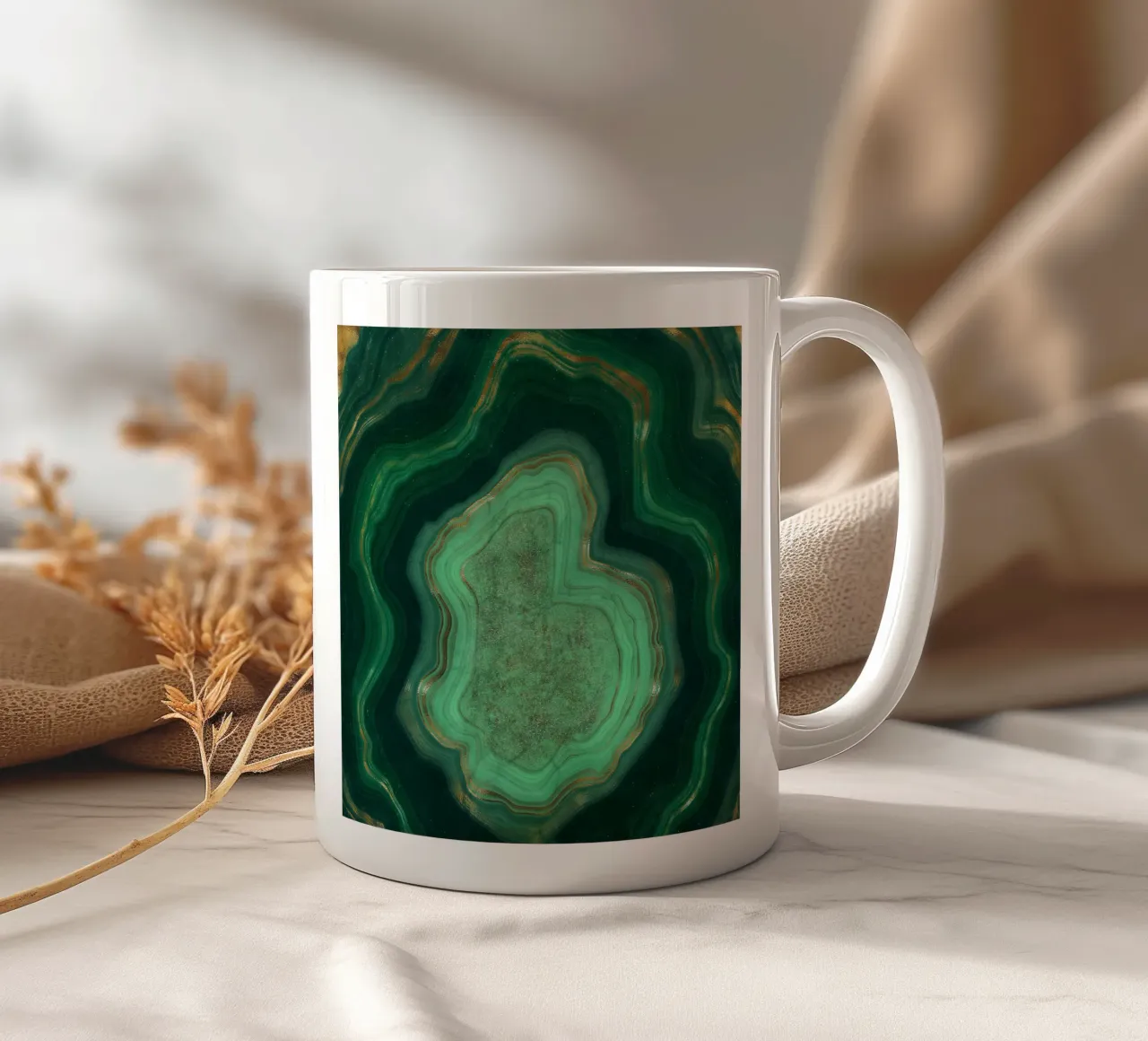 Malachit Textur 06 Keramik Tasse von Gemstone Textures